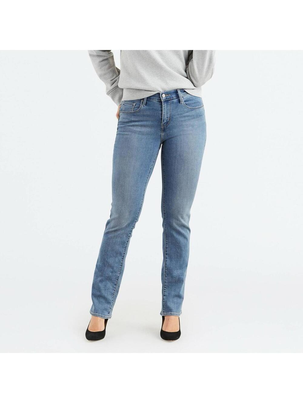 Levi’s 505 Straight Leg Jeans Medium Wash Stretch Denim 31x29 Womens 12